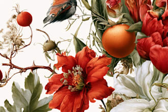 create custom botanical illustrations of flowers and plants