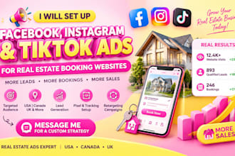 set up real estate lead generation ads for booking websites USA, canada, UK