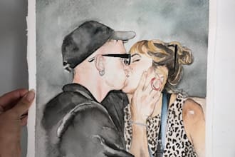 paint a custom watercolor portait from your photo