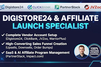 setup digital product launch, warriorplus jvzoo and partnerstack for vendors
