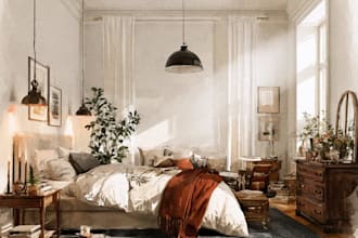 sketch design your interior room in my watercolor style