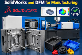 design injection mold, injection molding, solidworks and dfm for manufacturing