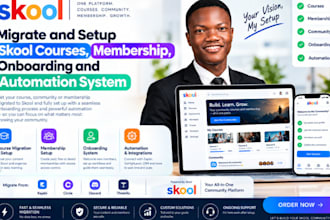 migrate and setup skool courses membership, onboarding and automation system