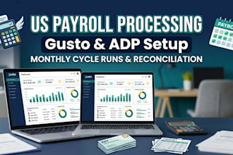 process your US payroll in gusto, adp or quickbooks payroll