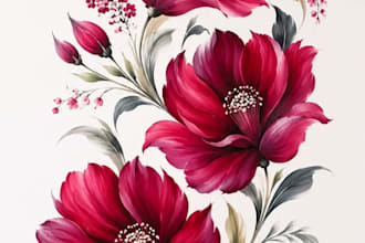 create botanical illustration of flowers