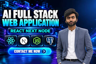 develop ai full stack web application with react js, next js, node js