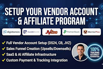 setup your digistore24 clickbank jvzoo vendor account and affiliate program