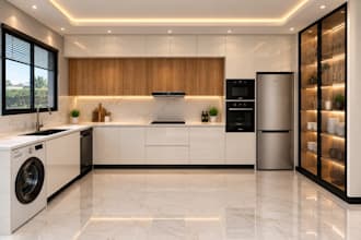 design a professional 3d kitchen and dressing with sketchup