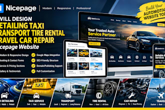 design detailing taxi transport tire rental travel car repair nicepage website