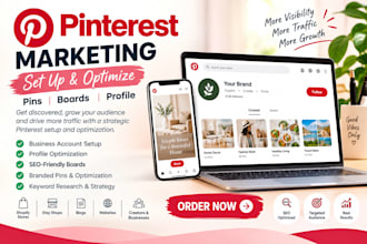 set up and optimize pinterest marketing, pins and boards