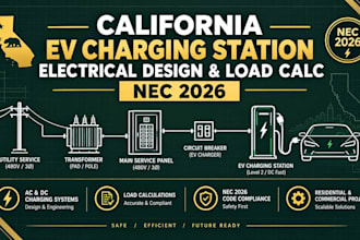 california ev charging station electrical design load calc nec 2026