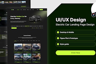 design electric car landing page, ev website UI in figma
