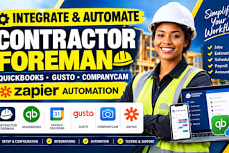 contractor foreman quickbooks google calendar gusto companycam zapier automation