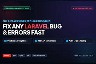 fix laravel bugs, errors, and optimize your PHP laravel website