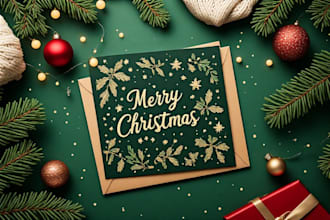 design a colorful and creative christmas card for your holiday