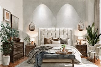sketch design your interior room in my watercolor style