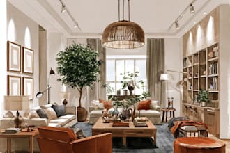 sketch design your interior room in my watercolor style