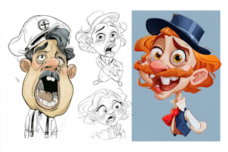 draw funny cartoon character, caricature, portrait