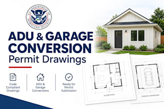 adu permit drawings, garage conversion plans,city permit