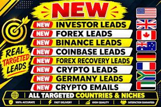 give new forex leads, crypto leads, crypto emails, live leads, depositor leads
