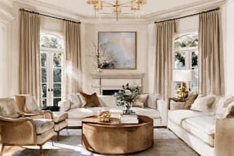 design your interior sketch into a watercolor drawing