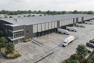 do realistic 3d warehouse, factory, industrial and logistics buildings design