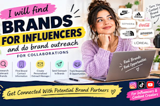 find brands for influencer, do brand outreach for collaborations and partnership