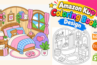 make coloring book pages and book cover for amazon KDP