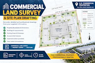 draft commercial land survey and property site plans
