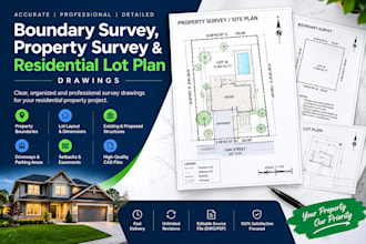 draft boundary survey, property survey and residential lot plan drawings