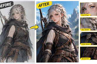 ai concept art cleanup and redrawing for characters games and illustrations