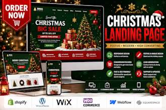 design shopify christmas sale page, holiday landing page and promo page