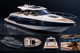 3d ship modeling, boat, yacht hull design, marine vessel cad 3d printing blender
