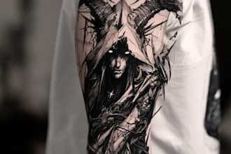 minimalist unique tattoo sketch, sleeve tattoo design