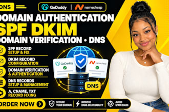 do godaddy namecheap domain authentification spf dkim domain verification dns