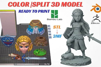 convert stl to 3mf add color split stl 3mf file bambu lab multicolor printing
