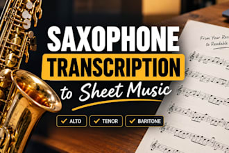 transcribe your alto, tenor, or baritone saxophone into sheet music
