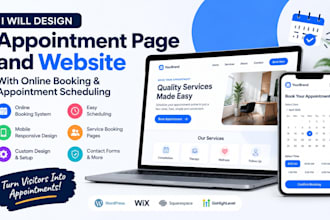 design appointment website page online booking scheduling website landing page