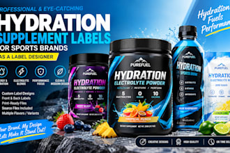 design hydration supplement labels for sports brands as a label designer