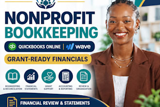 do nonprofit bookkeeping, quickbooks online, wave, financial statement, grant