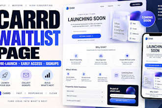 design carrd waitlist landing page for pre launch product, apps and early access