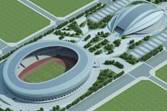 model 3d sport complex, gymnasium stadium facilities, indoor football club arena