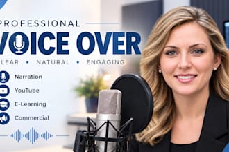 record america or british voiceover, youtube, video game, medical voiceover