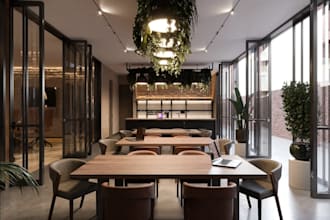 renovate an old existing warehouse to a modern office, co working space render