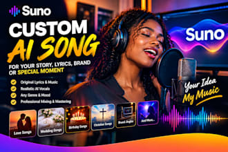 create custom ai song for your story, lyrics, brands or special moment
