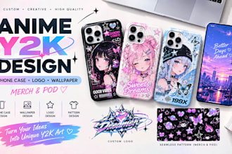 create anime y2k phone case manga aesthetic logo wallpaper custom cover merch