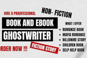 professionally ghostwrite your fiction and non fiction book for amazon kdp, lulu