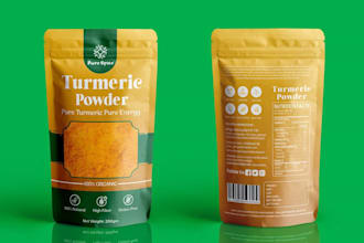 design freezedried pouch packaging with front back labels and dieline art