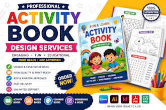 diseñaré activity books, crucigramas, sopa de letras y portada para KDP