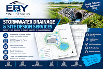 design stormwater draining system and perform hydraulic calculations
